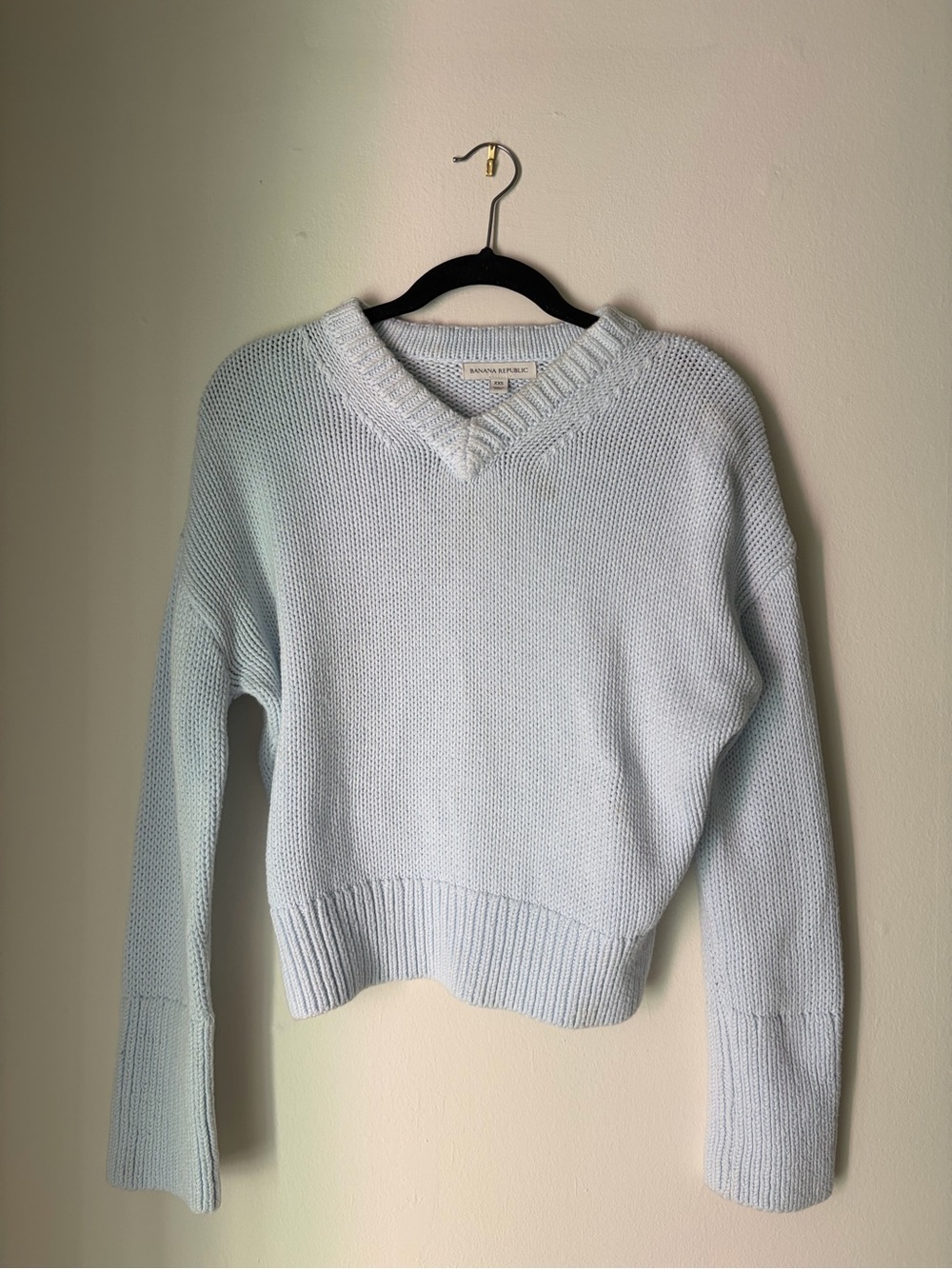 Banana Republic Light Blue V-Neck Knit Sweater